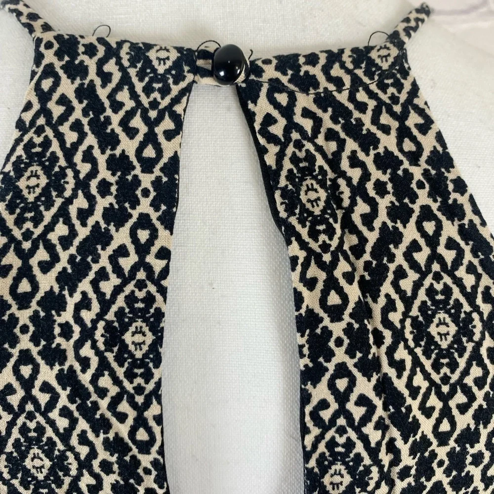 Maurice’s Boho Cream & Black Mini Dress Geometric Medium Aztec Print Summer